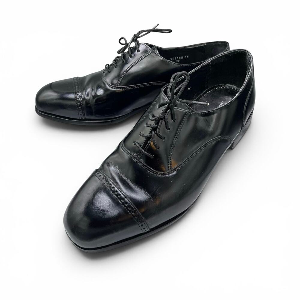 Florsheim Black Leather Cap Toe Oxford Shoes 11.5D Career Business Wedding Guest - Picture 3 of 5